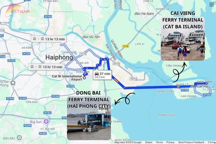 Hanoi-Cat Ba Ferry crossing by private car